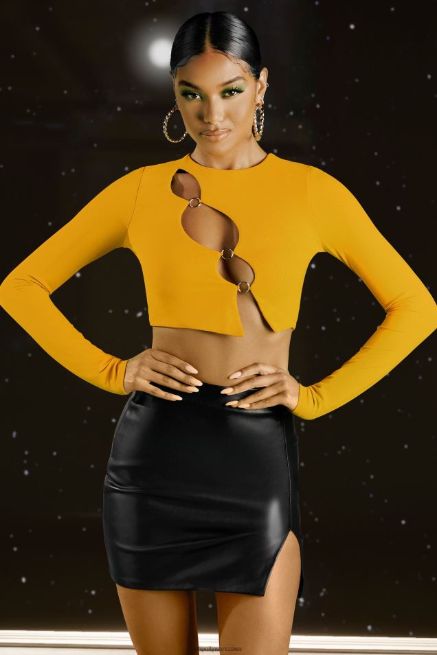 Crash the party, asymetryczny top z długim rękawem 2FZ0T693 żółty Oh Polly