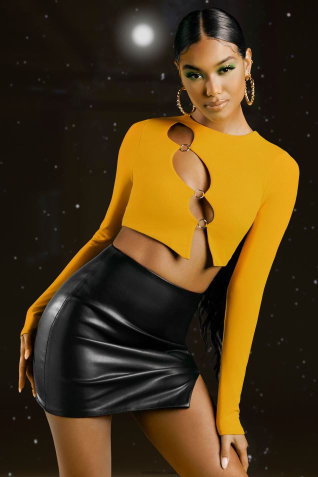 Crash the party, asymetryczny top z długim rękawem 2FZ0T693 żółty Oh Polly