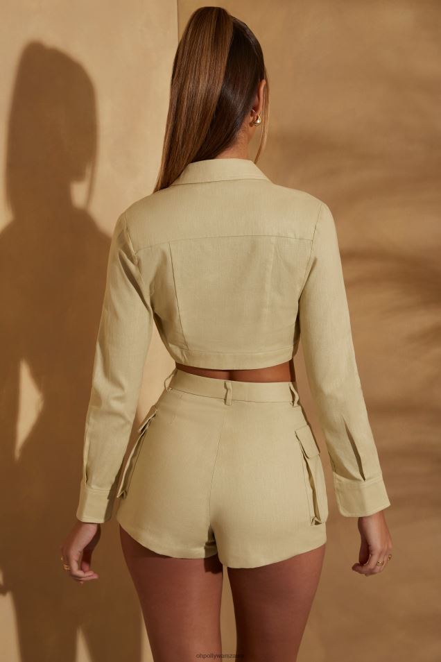 Lniany kołnierzyk Shae wzrusza ramionami 2FZ0T754 szałwia Oh Polly