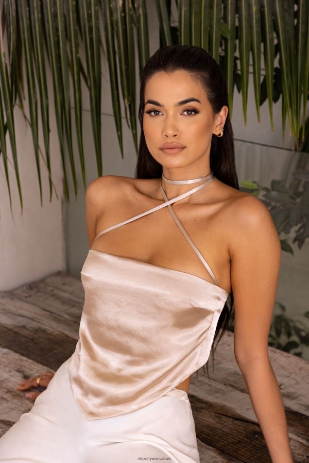 Top z satynowym szalikiem typu crossover z gorącymi źródłami 2FZ0T690 kamień Oh Polly