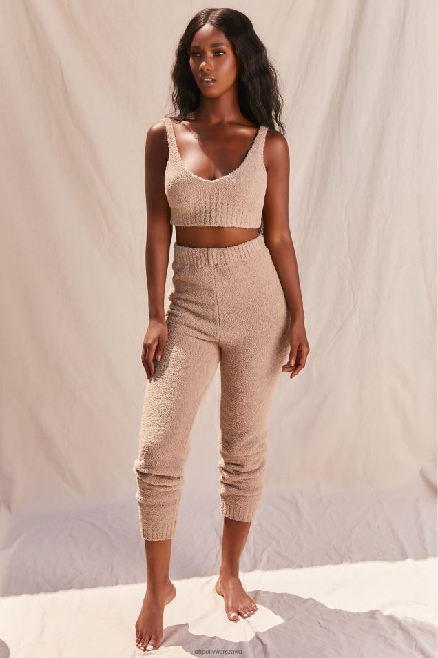 czas na relaks, wygodny top bez rękawów z głębokim dekoltem w kształcie litery V 2FZ0T684 piasek Oh Polly