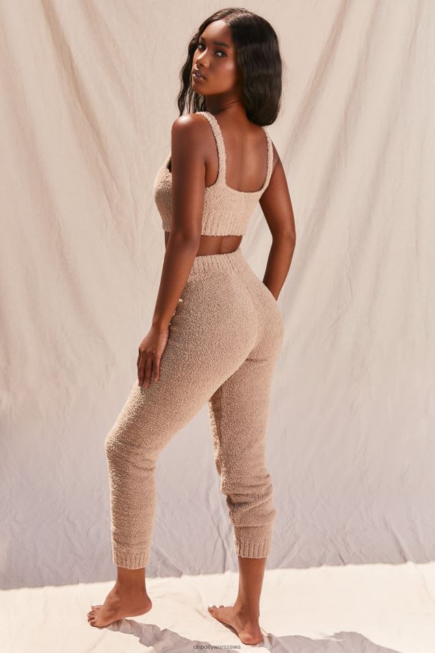 czas na relaks, wygodny top bez rękawów z głębokim dekoltem w kształcie litery V 2FZ0T684 piasek Oh Polly