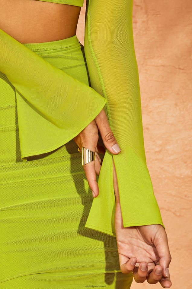 Belina, asymetryczny, krótki top z wycięciem pod szyją 2FZ0T669 zielony Oh Polly