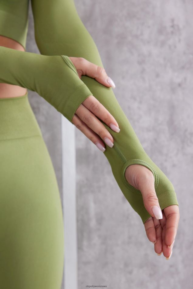 Instynktowy krótki top z długim rękawem 2FZ0T708 Oliwa Oh Polly