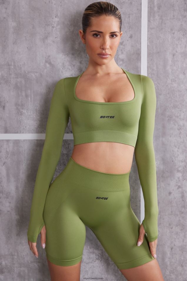 Instynktowy krótki top z długim rękawem 2FZ0T708 Oliwa Oh Polly