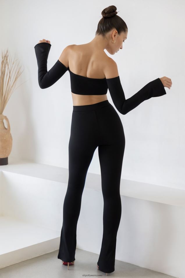 Krótki top typu bardot z długim rękawem Renata 2FZ0T633 czarny Oh Polly