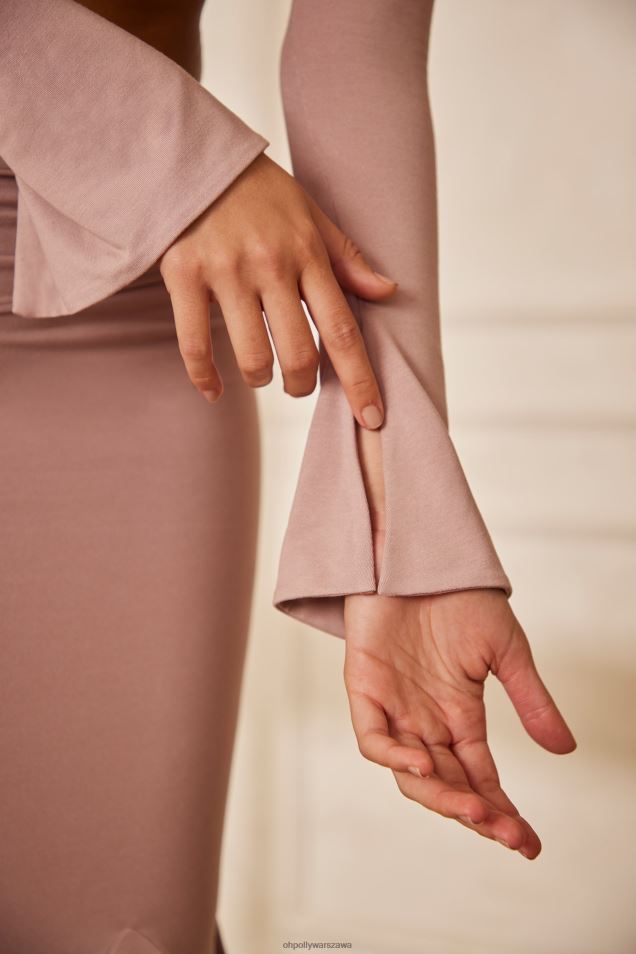 Krótki top z długimi rękawami i skręconym przodem Amina 2FZ0T612 fiołkoworóżowy Oh Polly