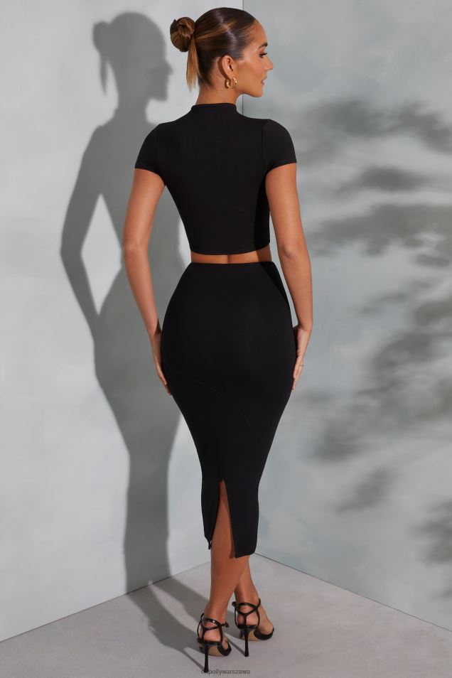 Krótki top z golfem irie w kontrastowym ściegu 2FZ0T590 czarny Oh Polly