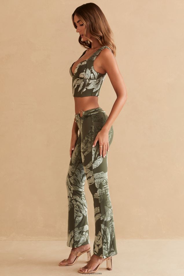 Krótki top z gorsetem Sevda 2FZ0T635 nadruk w kolorze oliwkowym Oh Polly