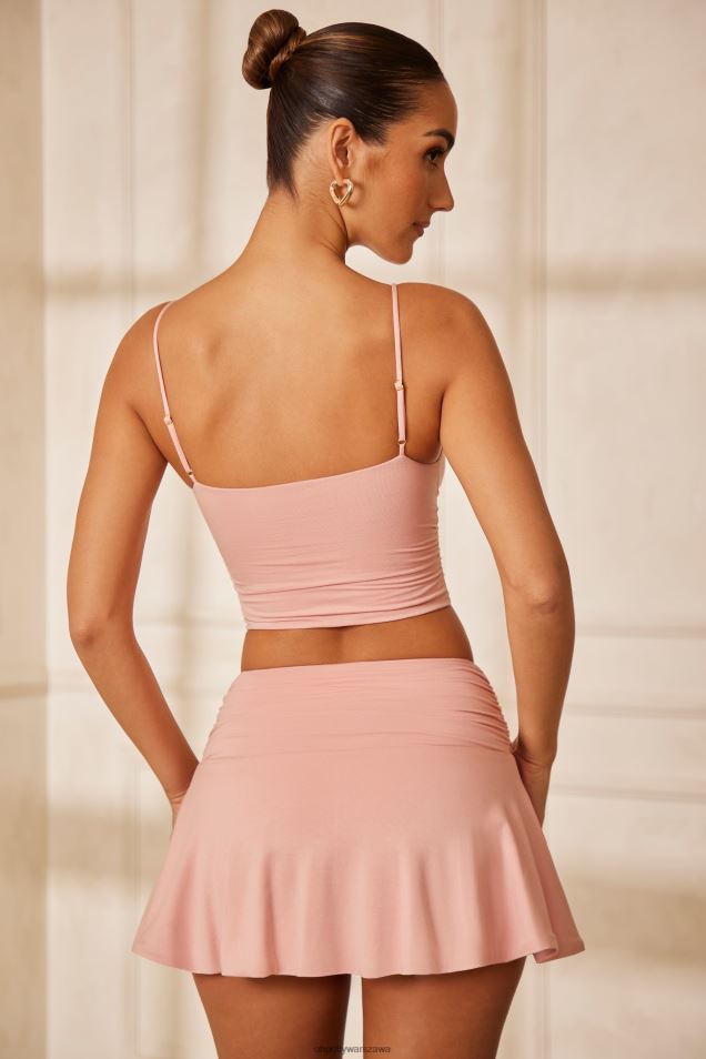 Marszczony top marki Angelo z dekoltem w kształcie litery V 2FZ0T611 różowy Oh Polly