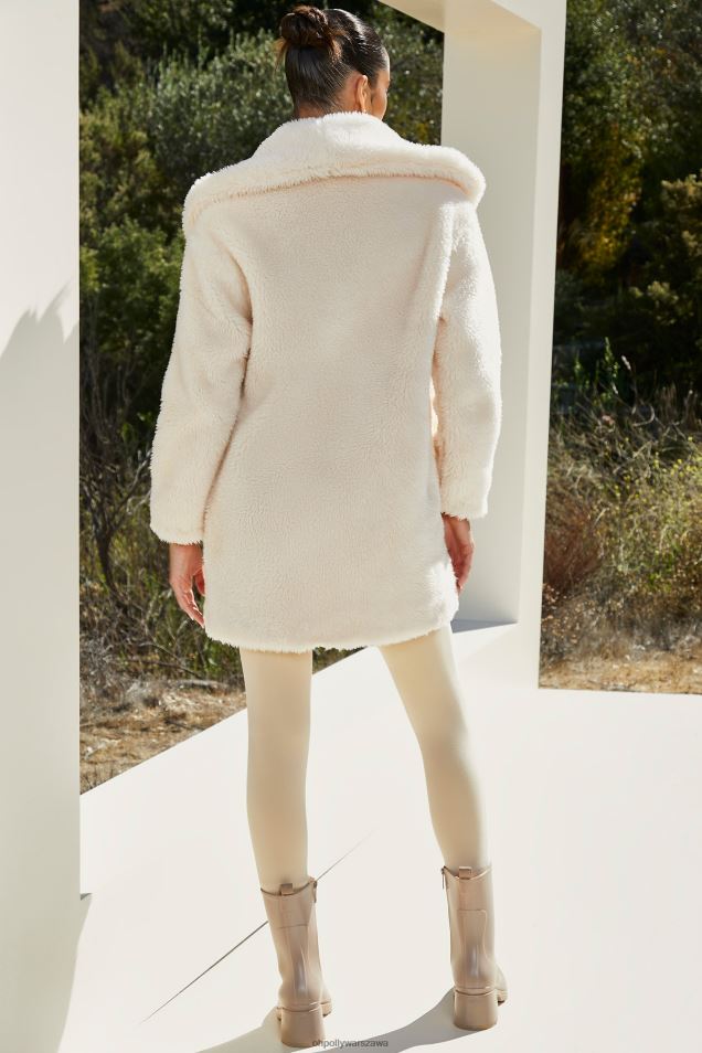 obejmij pluszowy płaszcz z szalowym kołnierzem 2FZ0T860 kość słoniowa Oh Polly