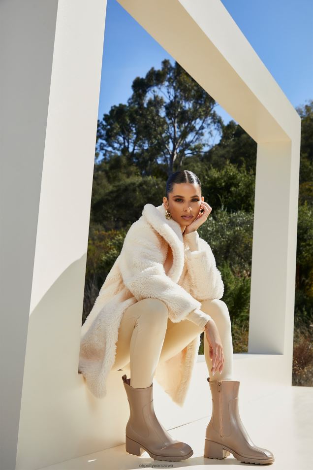 obejmij pluszowy płaszcz z szalowym kołnierzem 2FZ0T860 kość słoniowa Oh Polly