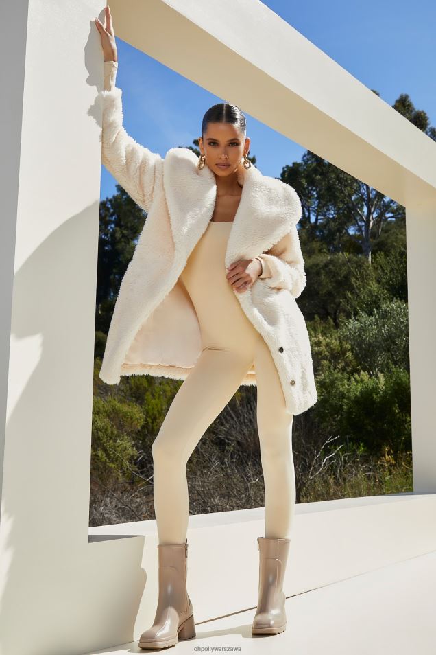 obejmij pluszowy płaszcz z szalowym kołnierzem 2FZ0T860 kość słoniowa Oh Polly