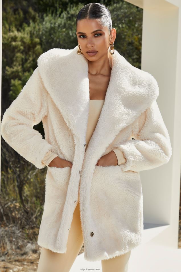 obejmij pluszowy płaszcz z szalowym kołnierzem 2FZ0T860 kość słoniowa Oh Polly