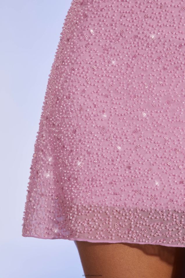 Bern – zdobiona mini spódniczka w kształcie litery A 2FZ0T859 różowy Oh Polly