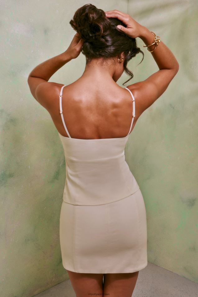 Galina Lniana mini spódniczka ze średnim stanem 2FZ0T740 biały Oh Polly