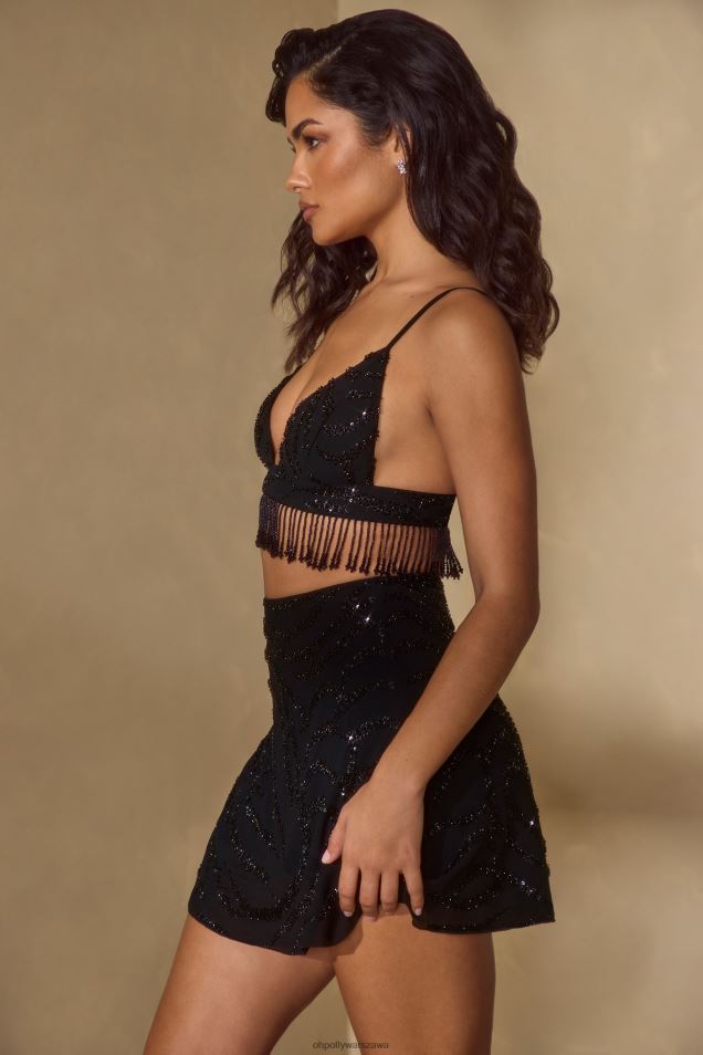 Luz ozdobna mini spódniczka w kształcie litery A 2FZ0T772 czarny Oh Polly