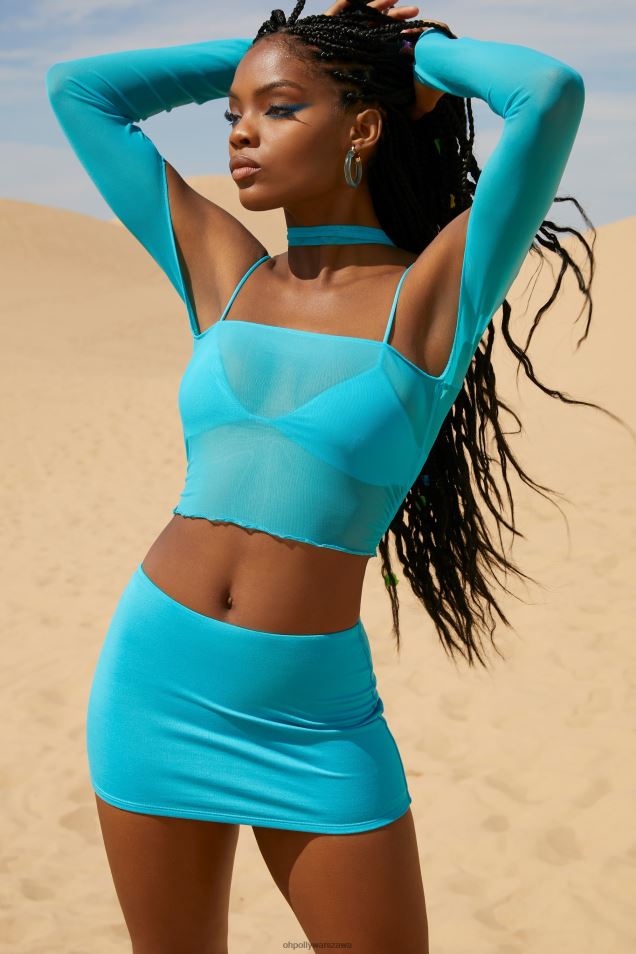 Spódnica mini el paseo z niskim stanem 2FZ0T863 wodny Oh Polly