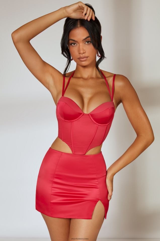 słynna mini spódniczka z niskim stanem i rozcięciem 2FZ0T813 gorący róż Oh Polly