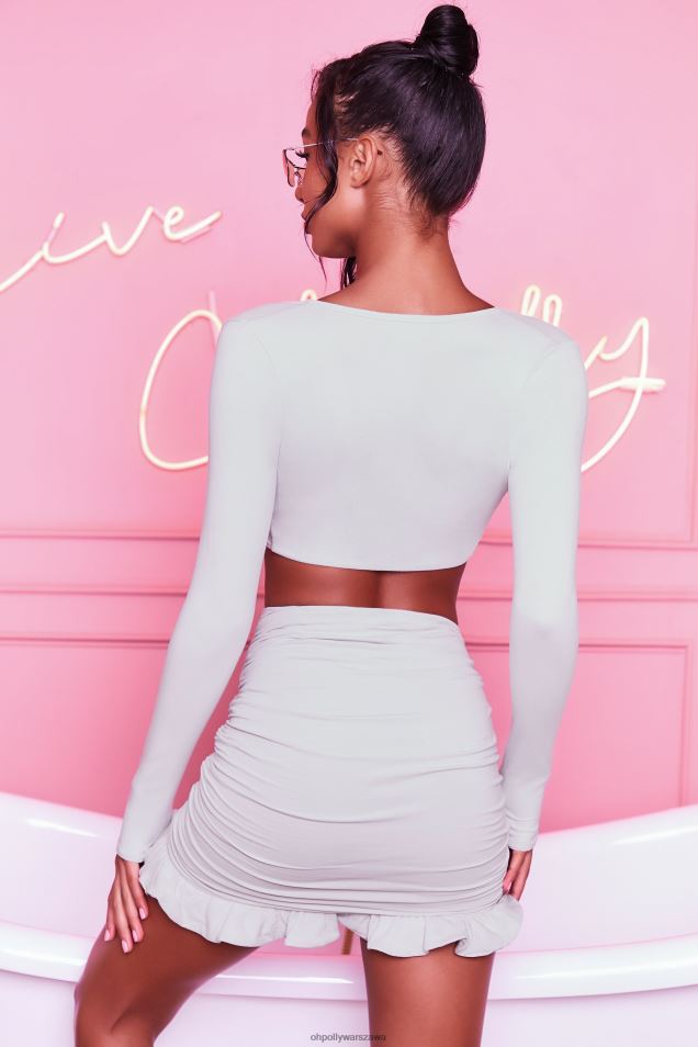 tutaj znajdziesz dopasowaną mini spódniczkę z falbanką 2FZ0T846 szary Oh Polly