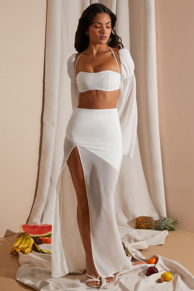 Spódnica maxi ze średnim stanem i wysokim rozcięciem Eden 2FZ0T752 biały Oh Polly