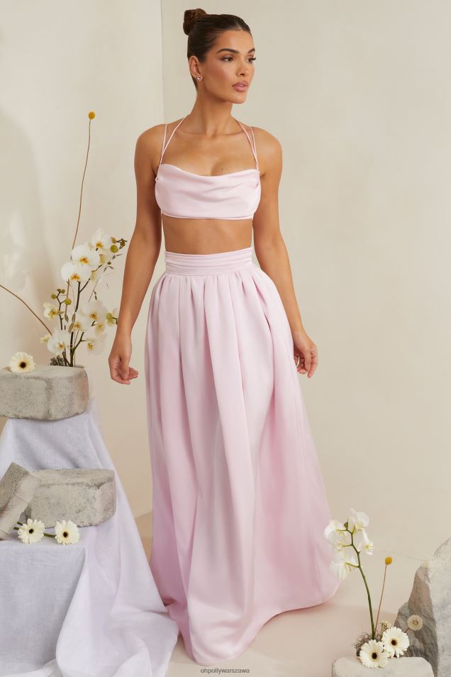 edyta plisowana gruba satynowa spódnica maxi 2FZ0T746 różowy Oh Polly