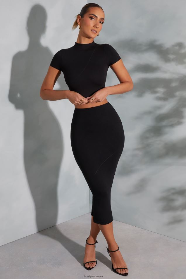 Spódnica midaxi z kontrastowym ściegiem Arwen 2FZ0T762 czarny Oh Polly