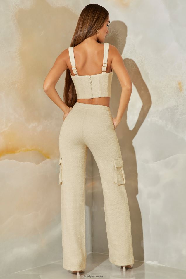 hendrix tweedowe spodnie cargo z prostymi nogawkami 2FZ0T804 kamień Oh Polly