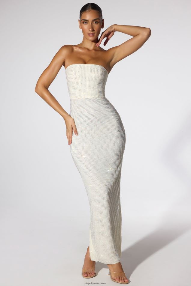 Daleyza, ozdobiona suknią wieczorową bez ramiączek 2FZ0T25 kość słoniowa Oh Polly