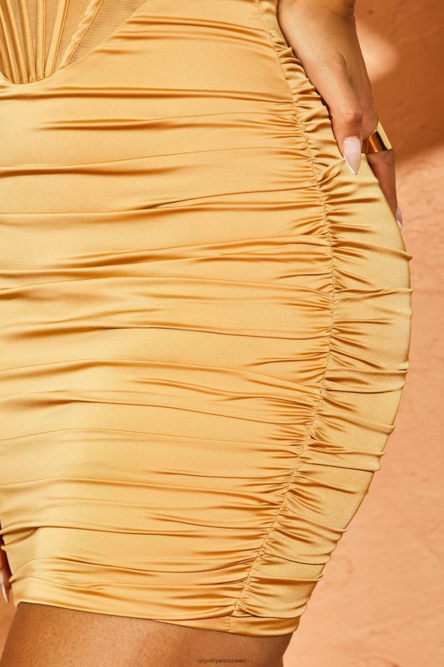 Lorella marszczona gorsetowa sukienka 2FZ0T355 beżowy Oh Polly