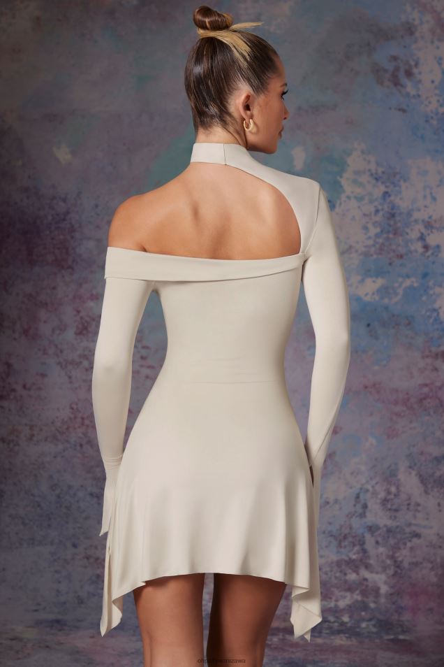 Asymetryczna mini sukienka Katya z wysokim dekoltem 2FZ0T283 kamień Oh Polly