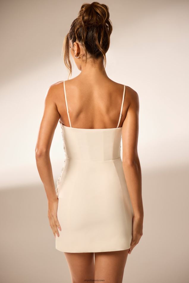 Celeano, ręcznie zdobiona sukienka mini 2FZ0T51 kość słoniowa Oh Polly