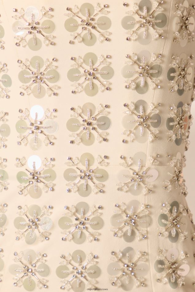 Celeano, ręcznie zdobiona sukienka mini 2FZ0T51 kość słoniowa Oh Polly