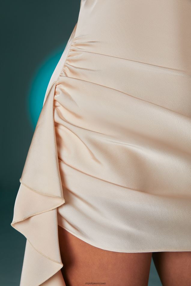 Elastyczna sukienka mini z głębokim dekoltem i falbaną 2FZ0T113 kość słoniowa Oh Polly