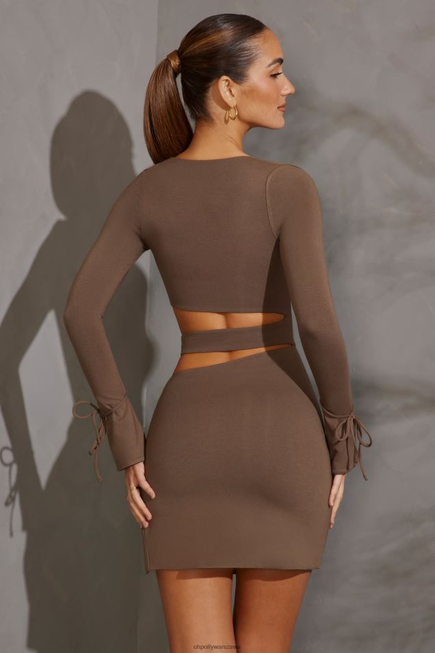 Enya sukienka mini z długim rękawem i wycięciem 2FZ0T154 kolor ciemnoszary Oh Polly