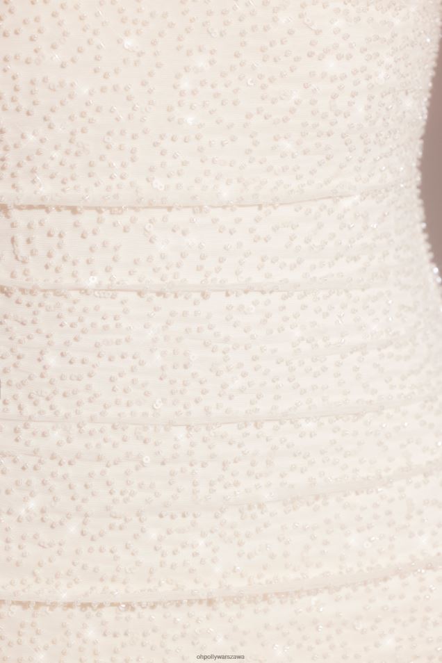 Ferrara mini sukienka z długim rękawem i zdobionym dekoltem 2FZ0T13 biały Oh Polly