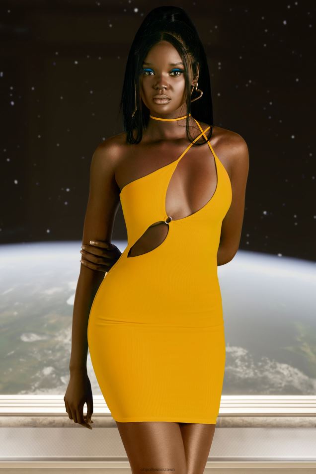 Flex on You asymetryczna sukienka mini z wycięciem 2FZ0T408 żółty Oh Polly