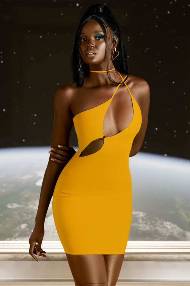 Flex on You asymetryczna sukienka mini z wycięciem 2FZ0T408 żółty Oh Polly