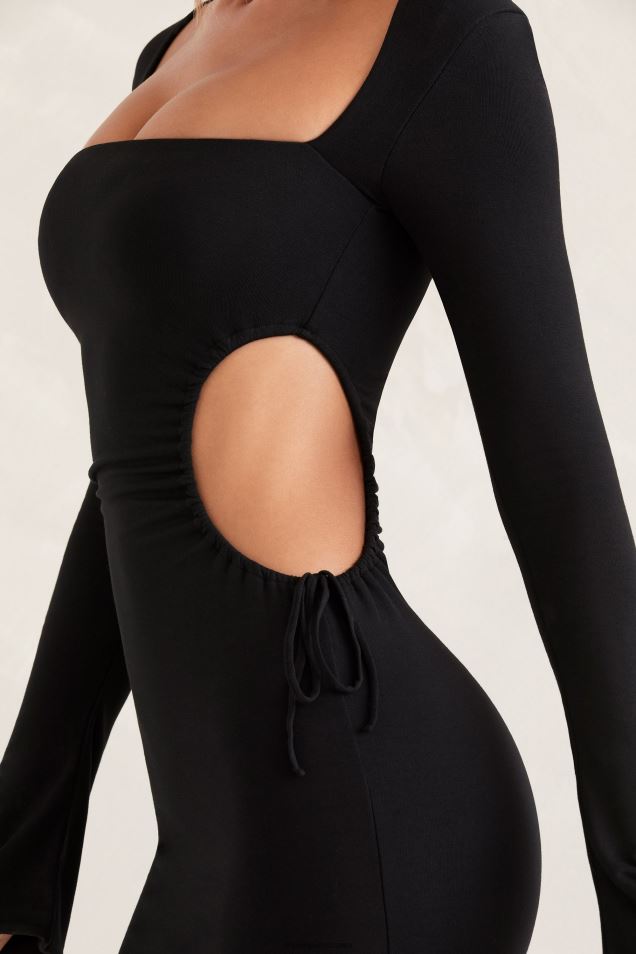 Hari sukienka mini z długim rękawem i wycięciem 2FZ0T139 czarny Oh Polly