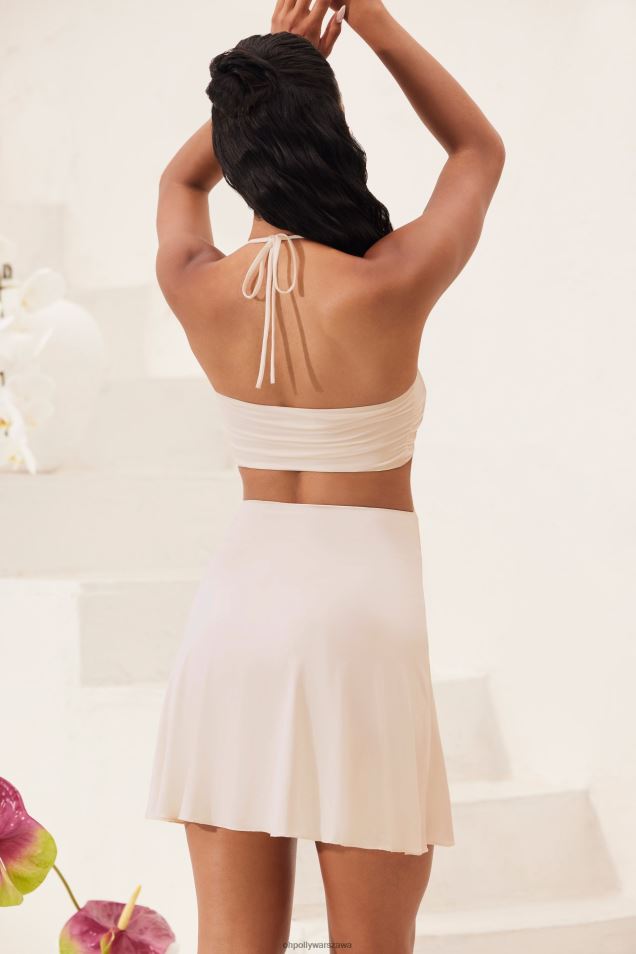 Koralowa sukienka mini typu bandeau z wycięciem w kształcie litery A 2FZ0T17 kość słoniowa Oh Polly