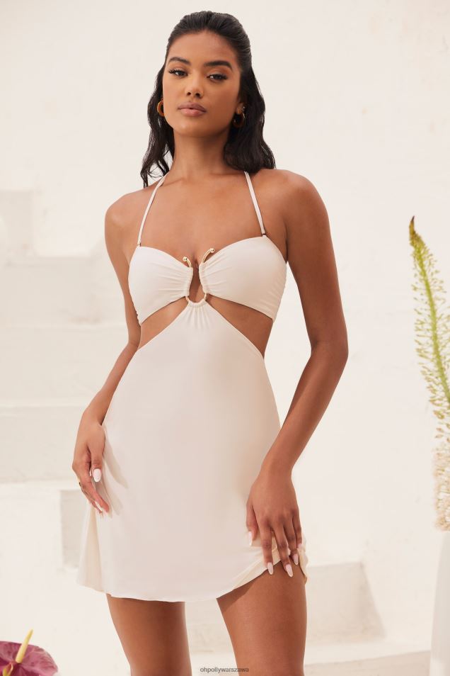 Koralowa sukienka mini typu bandeau z wycięciem w kształcie litery A 2FZ0T17 kość słoniowa Oh Polly