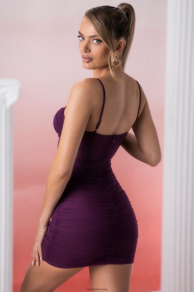 Koronkowa sukienka mini firmy Eirene 2FZ0T446 wino Oh Polly