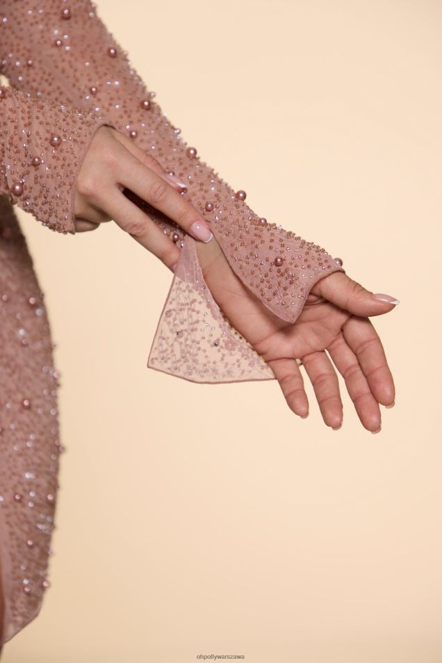 Ozdobna, kopertowa sukienka mini typu Chelseaa 2FZ0T62 beżowy Oh Polly