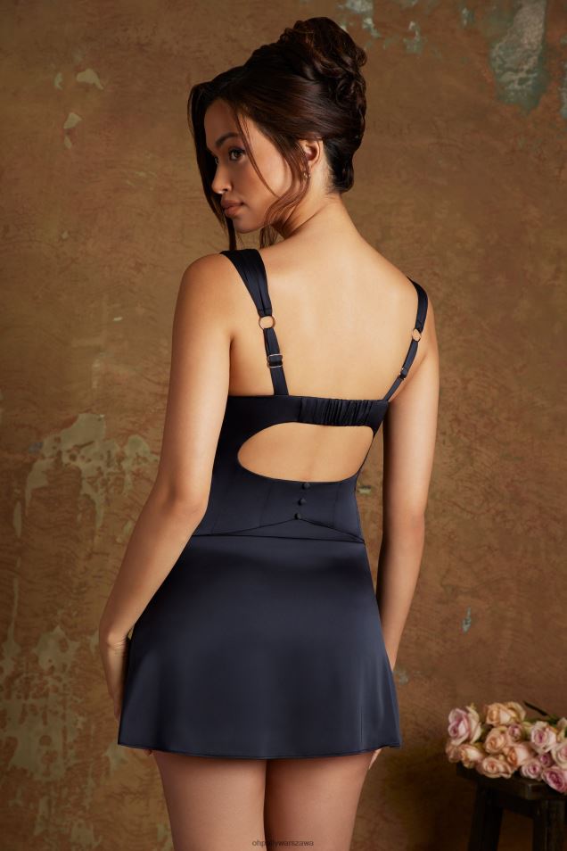 Papatya, sznurowana, gorsetowa sukienka mini 2FZ0T159 czarny Oh Polly