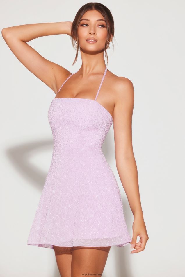 Salerno, zdobiona, wielofunkcyjna sukienka mini o linii A 2FZ0T9 liliowy Oh Polly