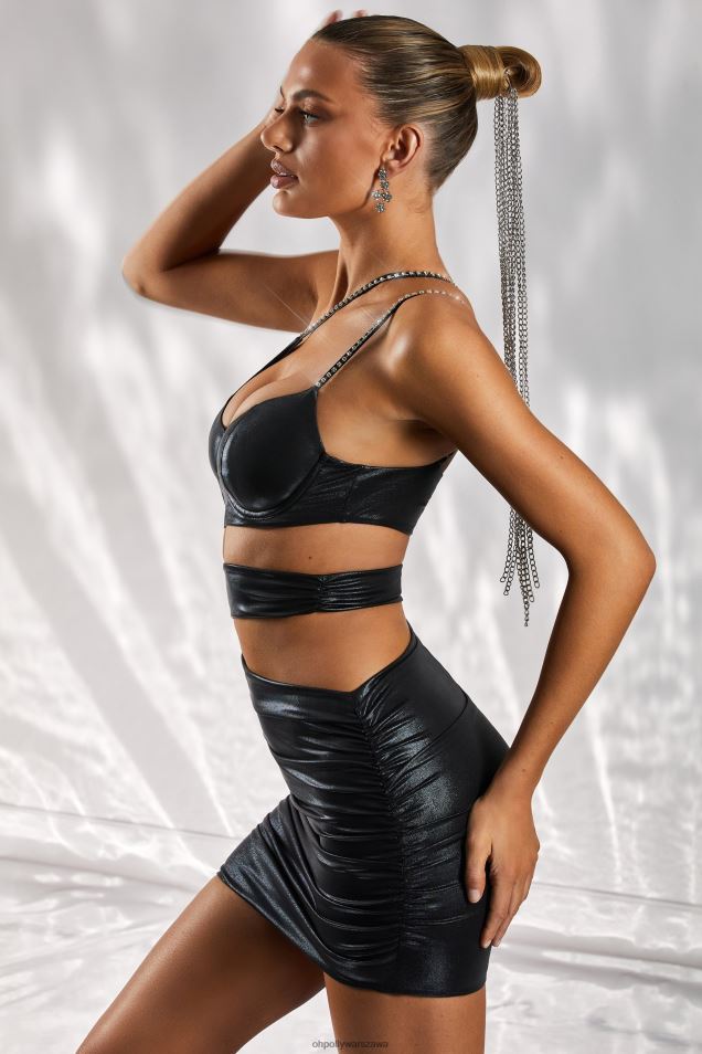 Sekretna sukienka mini z wyciętym wzorem 2FZ0T426 czarny Oh Polly