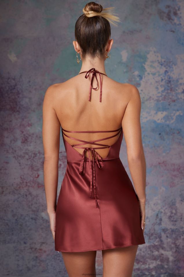 Sukienka Lenora z kopertowym przodem i mini sukienką 2FZ0T285 cegła Oh Polly