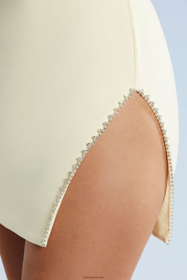 Sukienka mini Tate z dekoltem w serek i rozcięciem na udzie 2FZ0T319 kość słoniowa Oh Polly