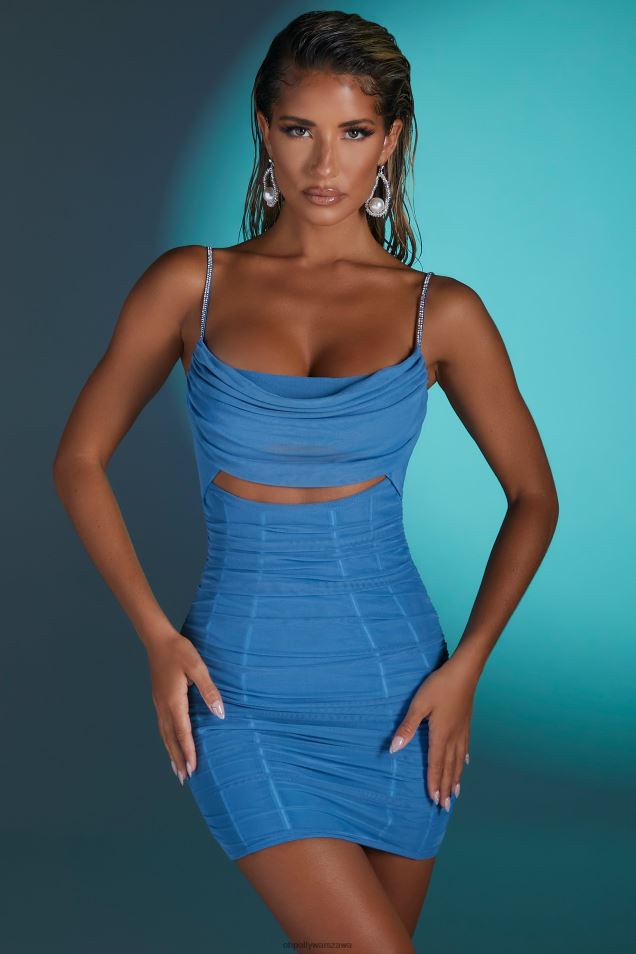 Sukienka mini na ramiączkach firmy Montpellier 2FZ0T334 niebieski Oh Polly