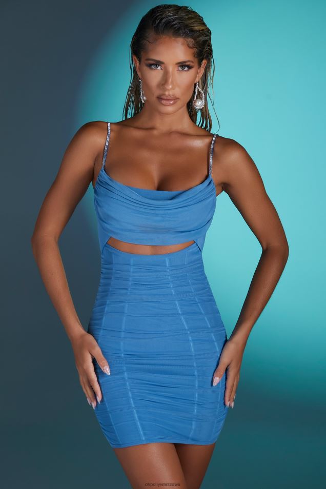 Sukienka mini na ramiączkach firmy Montpellier 2FZ0T334 niebieski Oh Polly